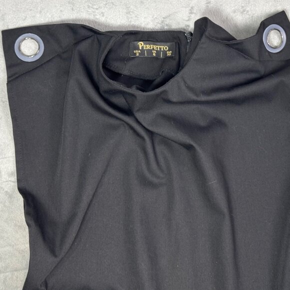 Perfetto Black Colorblock Pleated Midi Dress - Picture 4 of 6